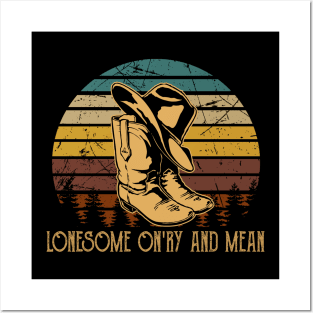 Lonesome On'ry And Mean Cowboy Boots Posters and Art
